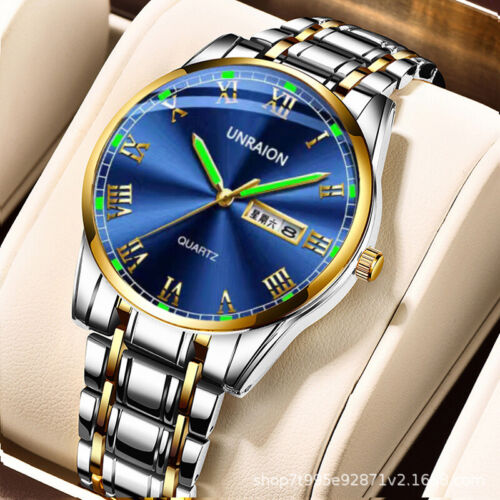 Orologio Da Polso Al Quarzo Luminoso Uomo Orologio Regali Moda Acciaio Inox Impermeabile - Foto 20 di 21
