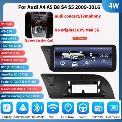 10.25''For Audi A4 S4 RS4 A5 S5 RS5 2009-2016 Android 13 Car Radio GPS BT5.0 DSP