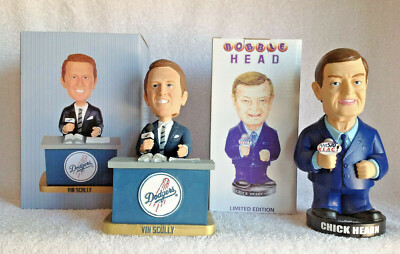 Vin Scully Dodgers and Chick Hearn Lakers Bobblehead Set SGA