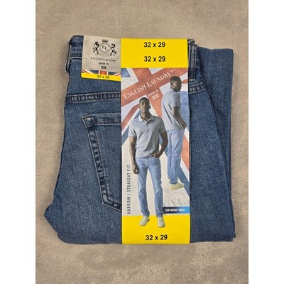 English Laundry Jeans Mens 32x29 Blue Harrow Straight Fit Denim Low Impact Wash