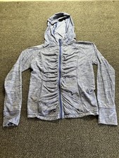 All In Motion Zip Heathered Blue Hooded Sweatshirt Hoodie Women's Large MINT