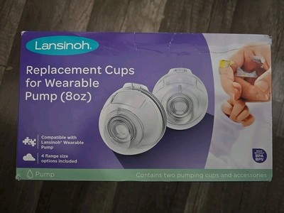 New Lansinoh Reusable Replacements Wearable Pump 8oz 2 Pumping Cups 