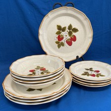 12 Pc Mikasa Strawberry Festival Stoneware 4 Place Settings, Plates Bowls EB 801