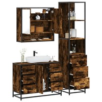 BadmöBel-Set 3-Teilig FüR Badezimmer RäUchereiche Holzwerkstoff
