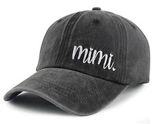 Funny Mimi Hat for Grandma, Adjustable One Size Mimi Embroidered Black
