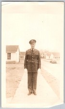 Vtg B W Snapshot Handsome Man WW2 US Army Air Forces Uniform Barracks 1940s