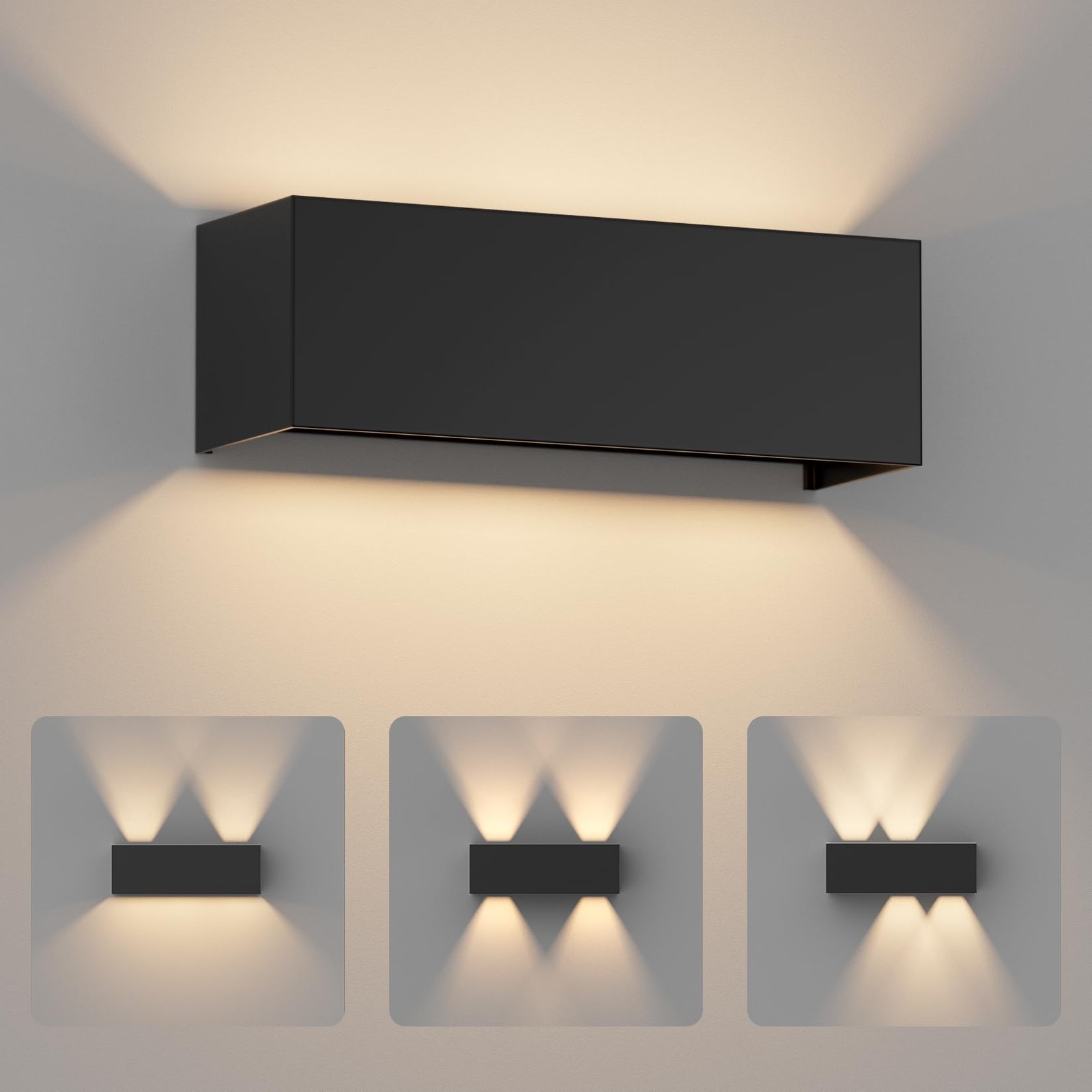 Applique murale extérieure LED 30W noire étanche IP65 pour jardin