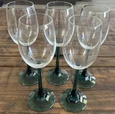 Schott Zwiesel Teal Green Stem Rheingau Riesling Wine Glasses | Set of 5 Vtg