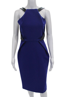 Dion Lee Womens Blue Sleeveless High Neck Pencil Dress Midi Size 4