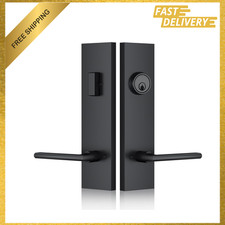 Matte Black Front Door Handle Set with Deadbolt, Entry Door Lock, 3 Keys