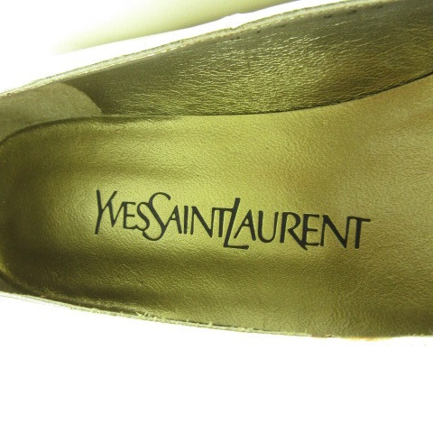 【Sandali】YVES SAINT LAURENT decolte scarpe piatte punta quadrata logo bianco sporco bianco
