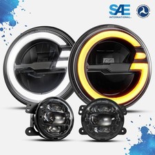 Pair 7inch Led Headlight 4inch Fog Light Assembly For Jeep Wrangler Jk 07-2018