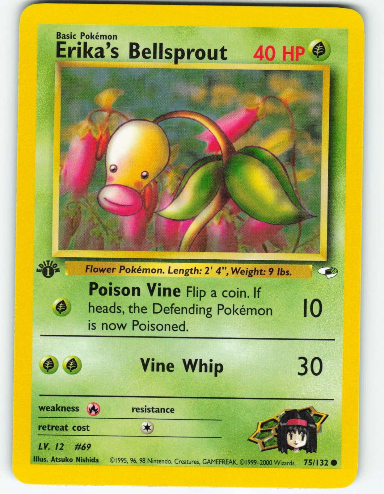 Erika's Bellsprout - 1st Edition - 75/132 Gym Heroes- WOTC - Pokémon TCG - 2000
