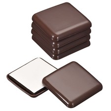 12Pcs Furniture Sliders 2" - Plastic Self-adhesive Square Sliding Pads Brown