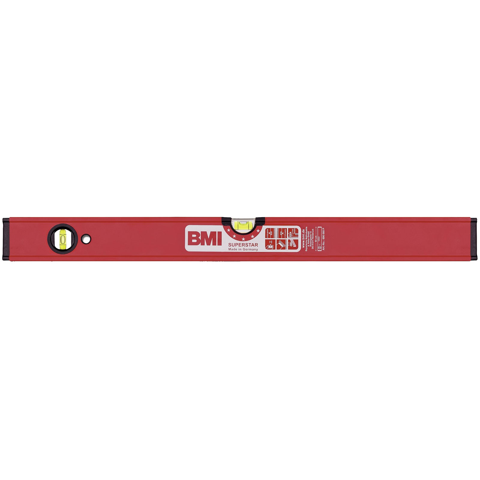 BMI Magnetic Spirit Level 50cm Magnet 0.5mm/m Precision
