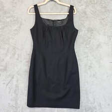 Tahari Dress Womens M Black Sleeveless Sheath Square Neck Back Zip Little Black