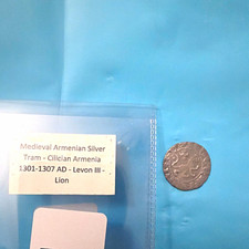 Medieval Cilician Armenia Silver Tram, Levon III Lion Variety, 1301-1307 AD