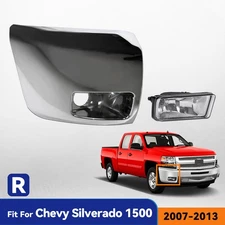 Front Bumper End Cap w/Fog Light Chrome For 2007-2013 Chevy Silverado 1500 Right