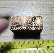 Vintage Letterpress Printing Block Save Your Trees House