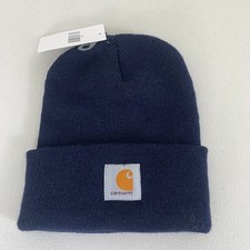 Image of Carhartt A18 NVY Knit Cuffed Beanie Navy Blue NWT One Size Fits All