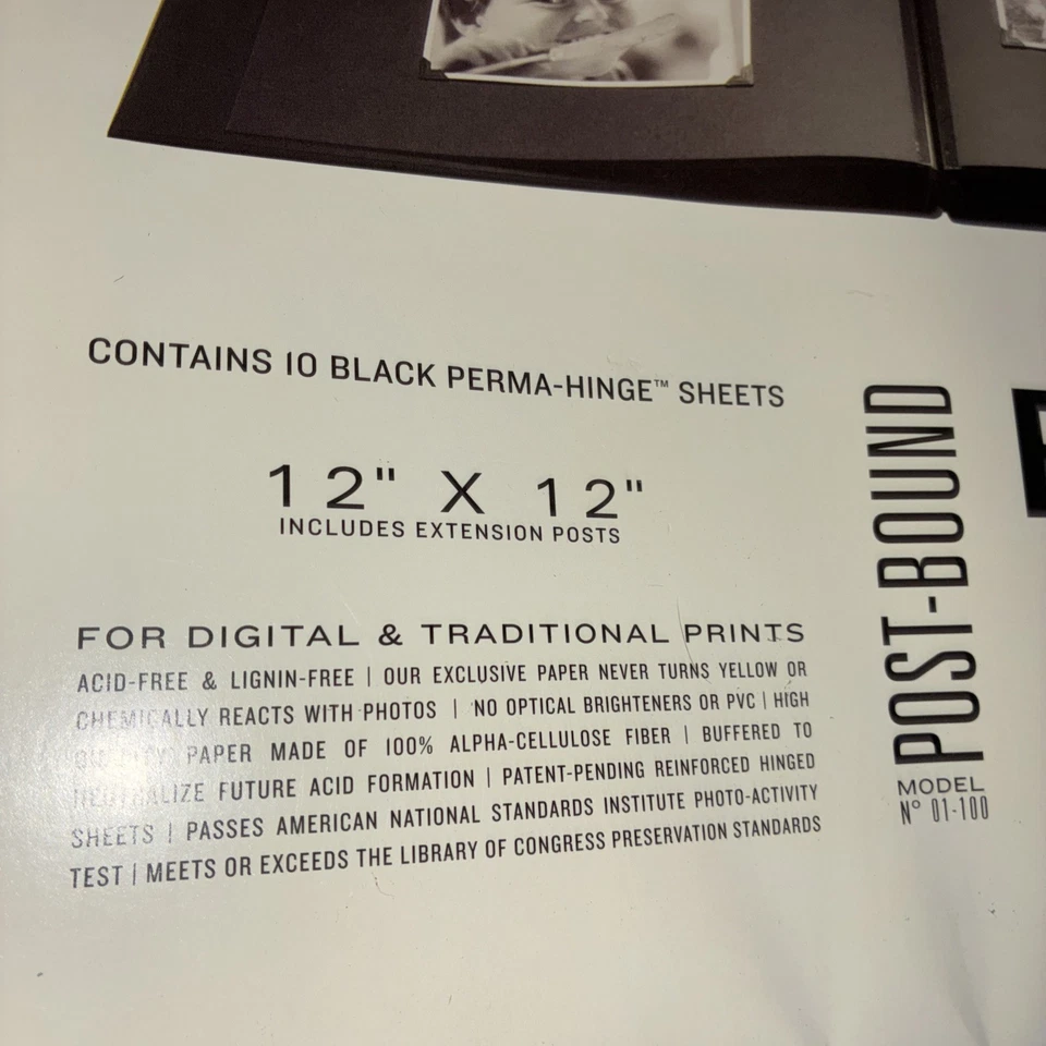 "Lote de 6 páginas de recarga de álbum de fotos de archivo poste bisagra 2 negro 4 marfil 12"" x 12""" Foto 2 de 4