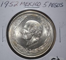 1952 MEXICO 5 PESOS CROWN
