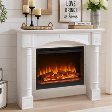 Modern Fireplace Mantel Surround Mantel for the Fireplace w/ Decorative Pattern