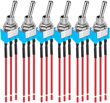 Pack of 6 Prewired MTS-103 Blue Mini Toggle Switch 125VAC 6A, 3 Pin 3 Position O