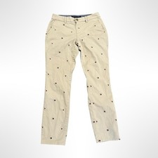 Tommy Hilfiger Beige Embroidered Logo Chino Pants Women's Size 2 Classic Casual
