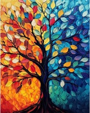 Tree of Life Adult Paint by Number Kits on Canvas, Cycle of Life DIY Acrylic Pai