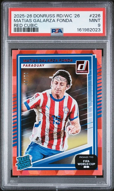 2025-26 Donruss Fifa World Cup '26 Red Cubic Matias Galarza Fonda RC /50 PSA 9
