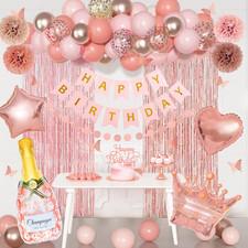 Rose Gold Birthday Party Decorations Happy Birthday Banner