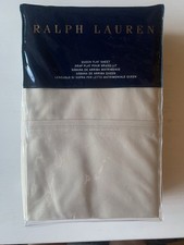 Sábana plana Ralph Lauren Queen RL 464 franela pálida percal lisa beige claro nueva