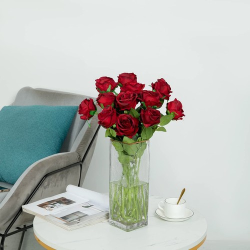 12PCS Artificial Silk Flowers Realistic Roses Bouquet Long Stem for Home Wedd... - Picture 6 of 7