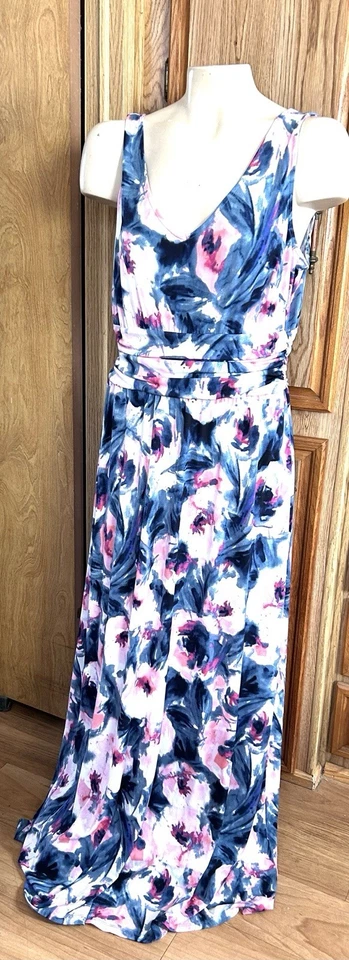 J London Times Maxi Dress blue jersey Sun Dress Knit Romantic Whimsical Event 10 - Image 4 of 4