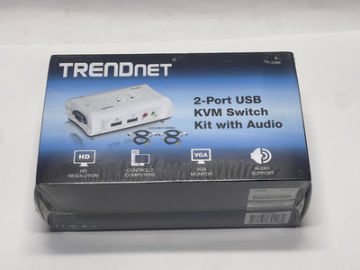 TRENDnet TK-209K 2-port USB KVM Switch Kit with Audio **New Factory Sealed**