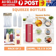4x Large Squeeze Condiment Bottle Nozzle Ketchup BBQ Sauce Oil Dispenser 240ml