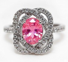 2CT Treated Pink Sapphire  Topaz 925 Solid Sterling Silver Ring Sz 7