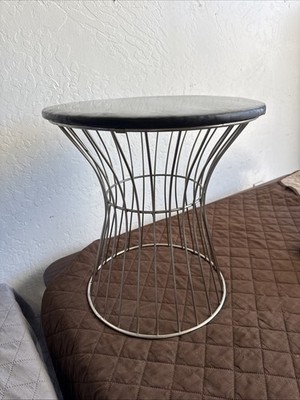Mid Century Atlas Tulip Stool Metal Wire Seat MCM Vintage Chrome