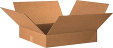 10 Pack Flat Corrugated Boxes, 20"L x 20"W x 4"H, Kraft