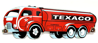 Texaco - Vintage Porcelain Sign -   Gasoline Oil Truck Metal Service Station 