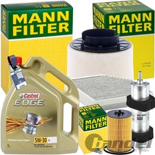 MANN INSPEKTIONSPAKET+5L CASTROL 5W-30 ÖL passend für AUDI A4 B8 A5 8T 2.0 TDI