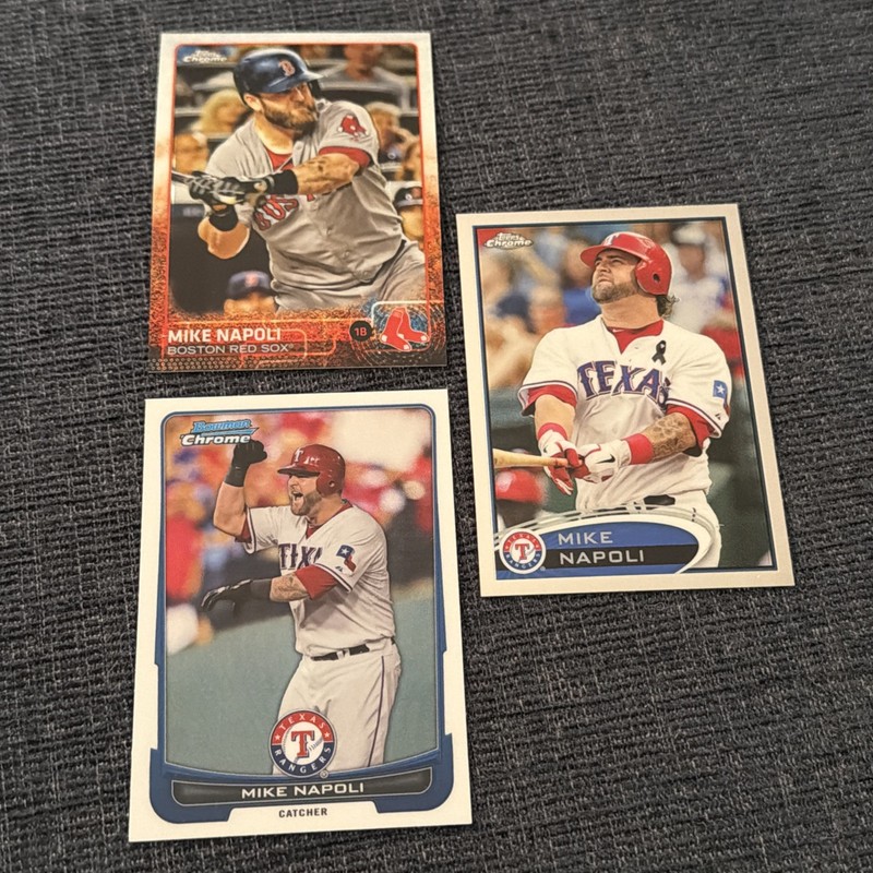Mike Napoli-Lot-3 MLB CHROME CARDS-2012 Topps Chrome #56 Texas Rangers/Red Sox 