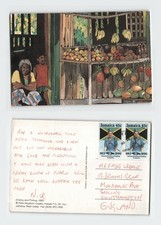 Vintage Postcard Jamaica Fruit Market Art Print c1993