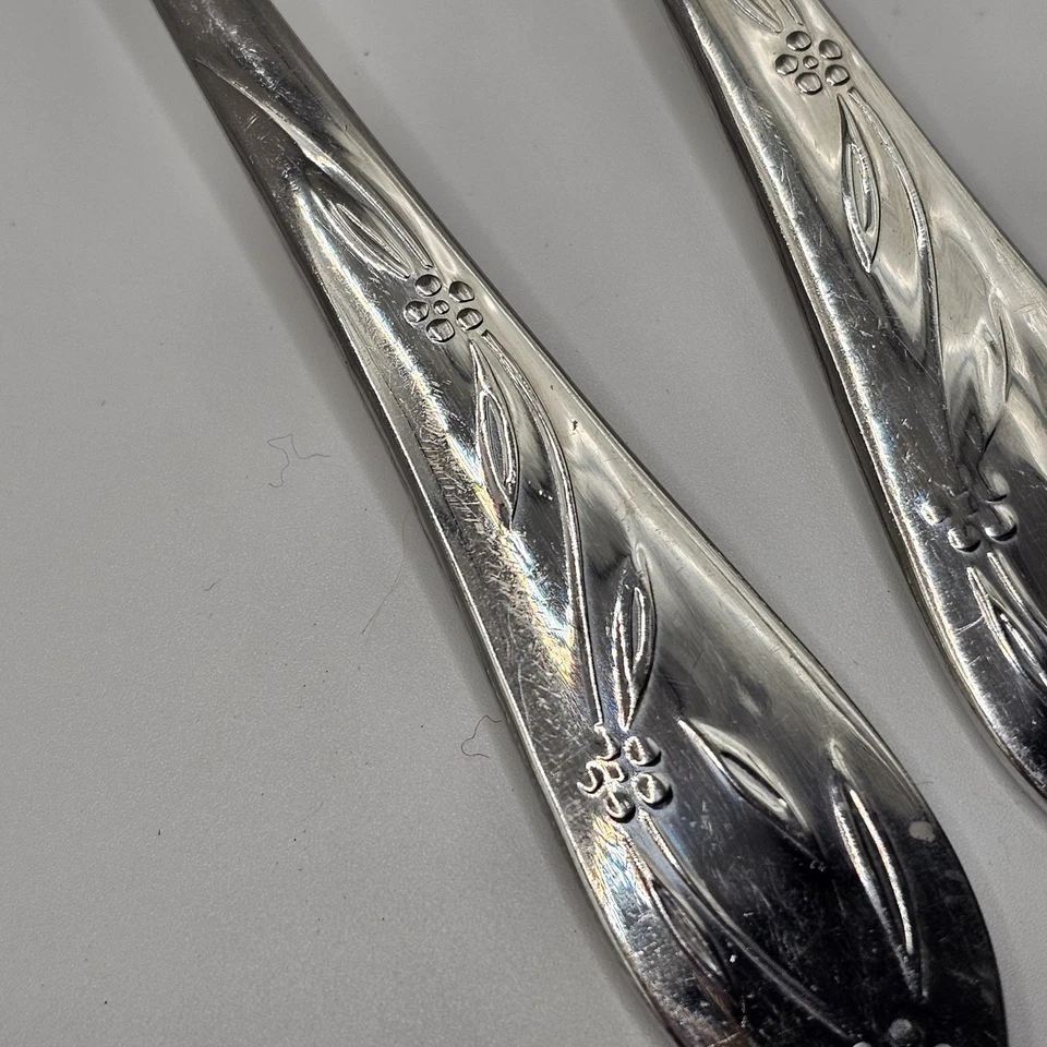 Temp-Tations OLD WORLD Floral Long Stir Spoons Stainless Round Tip Flatware 4 - Image 2 of 4