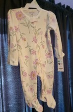 Brand NEW Carter's Footie Pajamas, Size 3 Months, White  Purple Floral, Baby