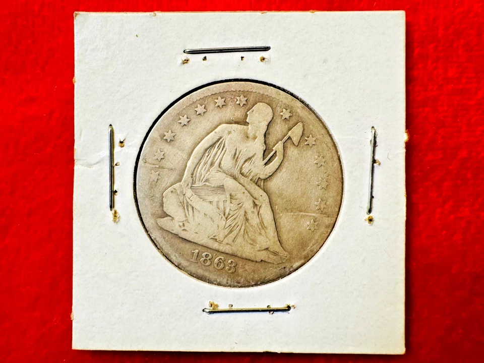 1863-S Seated Liberty Half Dollar • Civil War Date • Scarcer S-Mint • 90% Silver - Image 2 of 2
