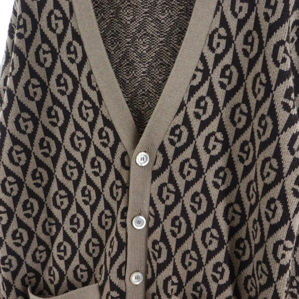 GUCCI GG RAMBUS Lambas Wool Knit Cardigan Brown beige 595511 XKA0Y Used 0f05d646 - Image 3 of 4