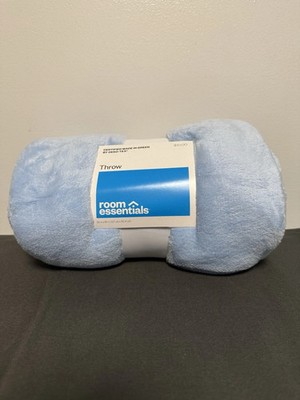 Light Blue Blanket Throw 63 X80 Room Essentials by OEKO-TEX 100% Polyester New