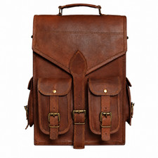 Vintage Brown Leather Backpack Large Travel Work College Rucksack Satchel Bag